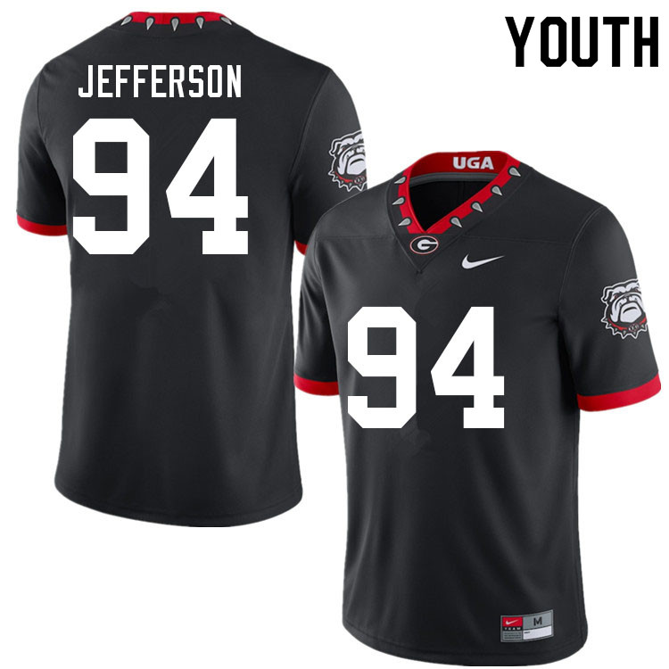Youth #94 Jonathan Jefferson Georgia Bulldogs 100th Anniversary College Football Jerseys Sale-100th - Click Image to Close